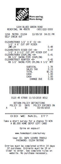 What Is The Invoice Number On A Home Depot Receipt