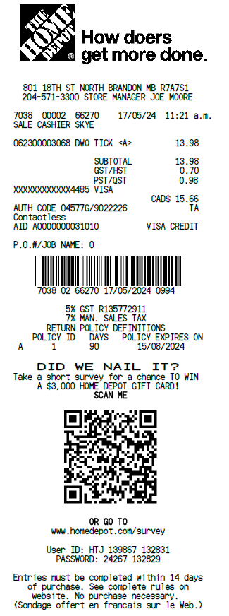 The Home Depot Receipt Template 2024